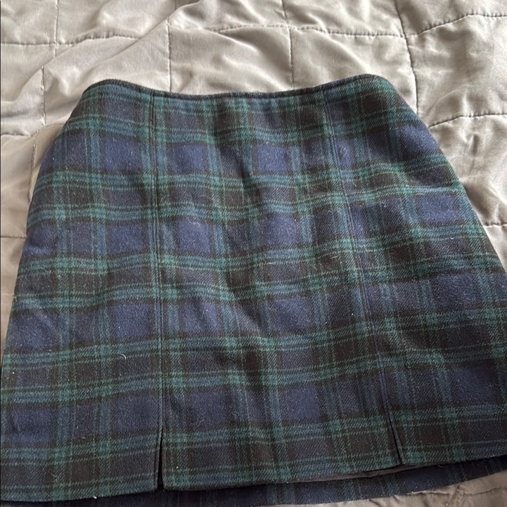 Hollister Blue and Green A-line Mini Skirt with Slit